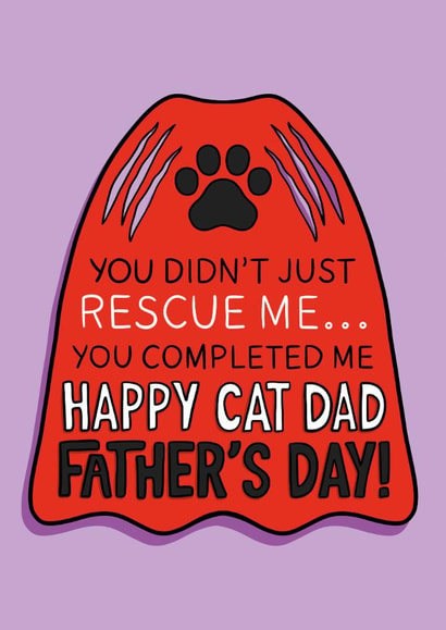 Classic Father's Day Card - Rescue Cat - Hero Cape created by TeePee Creations