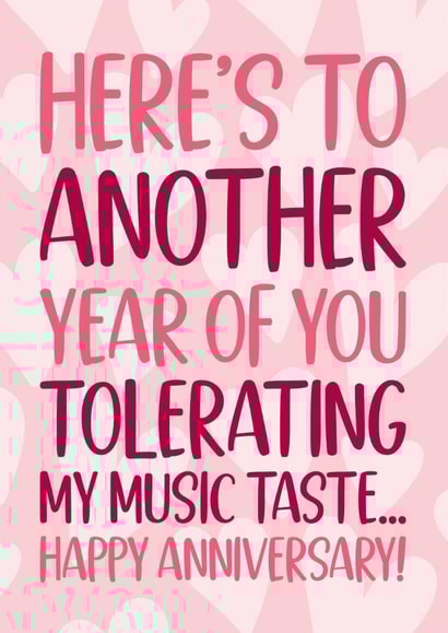 Funny Anniversary Card - Tolerating My Music Taste created by TeePee Creations