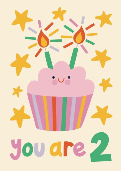 Cute Birthday Card - 2nd - Cupcake created by Christine Cuddihy Illustration