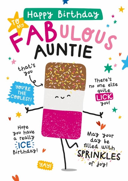 Cute Birthday Card - For Auntie - Fab Ice Lolly created by Twisted Haggis