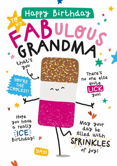Cute Birthday Card - For Grandma - Fab Ice Lolly created by Twisted Haggis