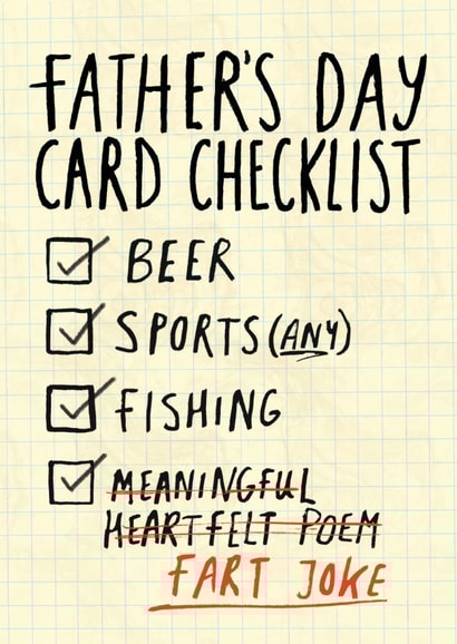 Funny Father's Day Card - Checklist created by Amy Hodkin