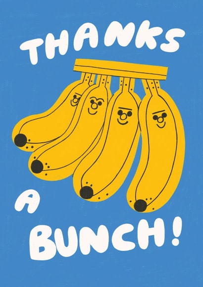 Cute Thank You Card - Thanks A Bunch - Friendly Bananas created by Rumble Cards