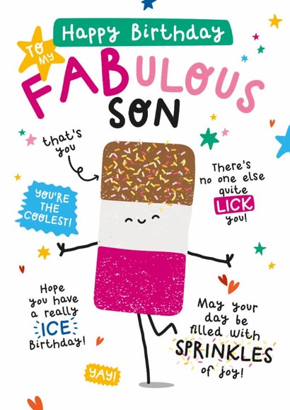 Cute Birthday Card - For Son - Fab Ice Lolly | thortful