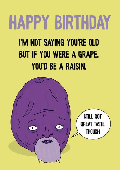 Funny Birthday Card - Raisin created by Blessherlittleartoons by Amy