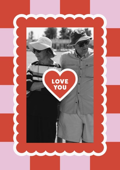 Love You Photo Card for Significant Other / Friend | Pink & Red Heart  created by ItsJessica