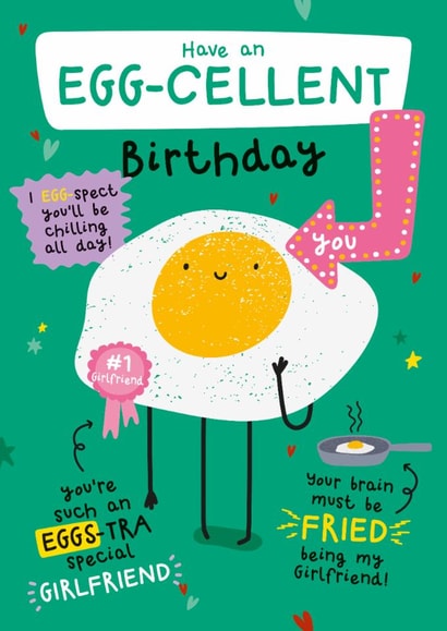 Cute Birthday Card - For Girlfriend - Fried Egg created by Twisted Haggis