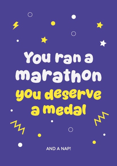 Funny Marathon Congratulations Card for Runner, You Deserve a Medal & Nap created by Jog On Studio
