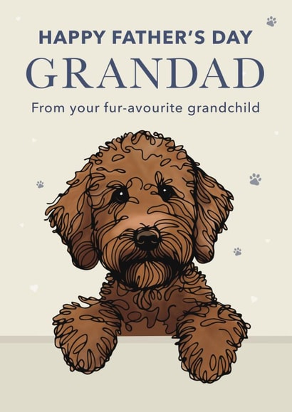 Cute Father's Day Card - For Grandad - Labradoodle created by Choo Choo 