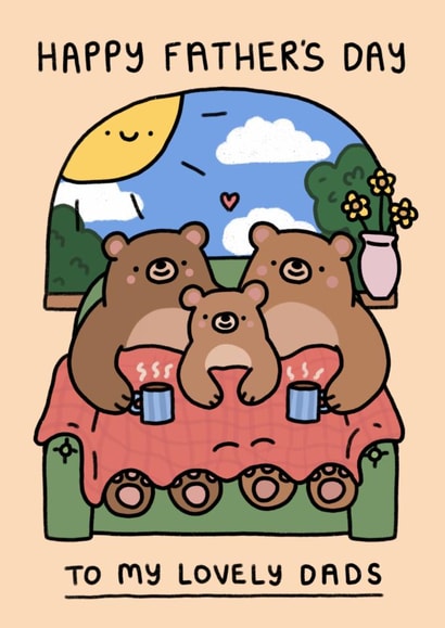Cute Father’s Day Card - Lovely Dads - Cosy Bears - LGBTQIA+ created by Wren & Wilson