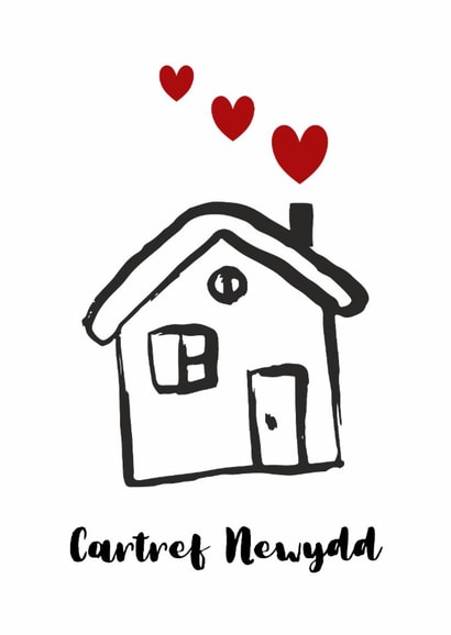 Cute, minimalist new home - cartref newydd card for Welsh speakers created by Jodi Cox