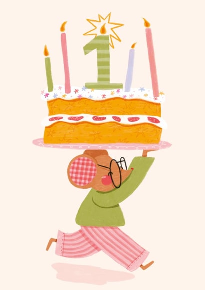 Cute First Birthday Card! Whimsical Mouse Birthday Card created by Kitty Strand