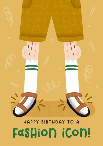 Funny Birthday Card - Socks And Sandals - Fashion Icon created by Joanne Hawker