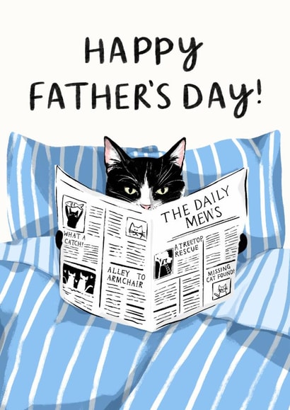 Funny Father's Day Card - Daily Mews - Cat - Newspaper created by Lauren Barclay