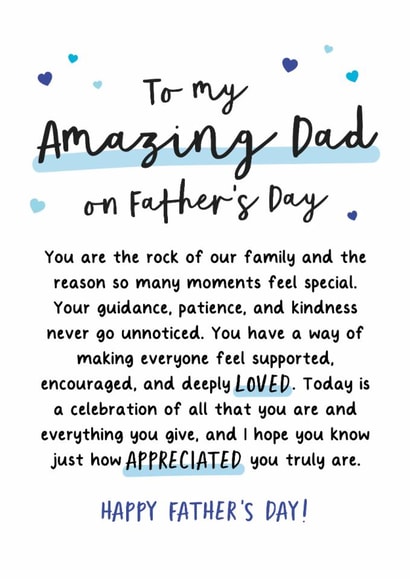 Heartfelt Father's Day Card - To My Amazing Dad - Grateful created by Kreate Paper Co.