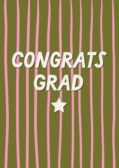 Congrats Grad Back Classic Graduation Card - Congrats Grad - Striped Design | thortful