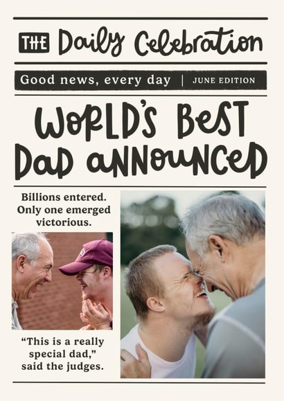 Cute Father's Day Card - World's Best Dad - Newspaper created by Abbie Imagine