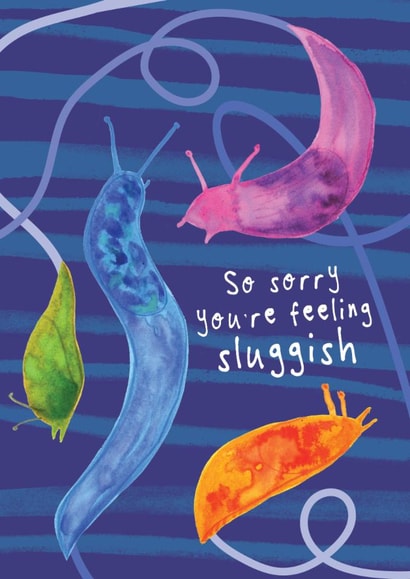 Cute Get Well/Thinking Of You Card - Slugs - Sorry You're Feeling Sluggish created by Bow & Bell