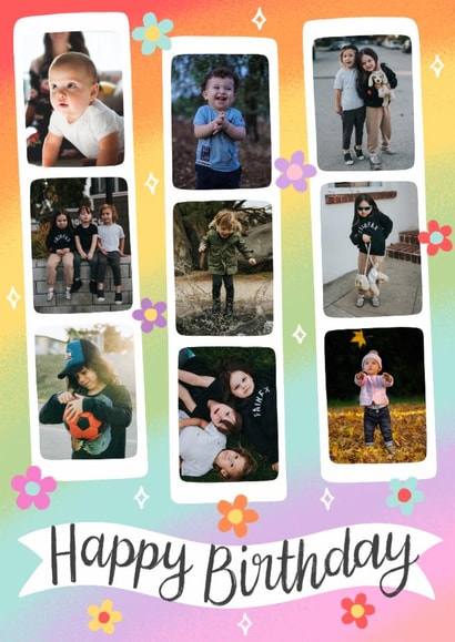 Pretty Birthday Card - Photo Booth Strips - Rainbow Floral created by Alice Griffiths Illustration