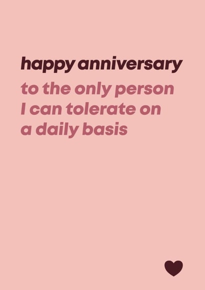 Funny Anniversary Card - Tolerate Husband Wife - Cheeky Love created by Bev O'Connor || @oconnordesign