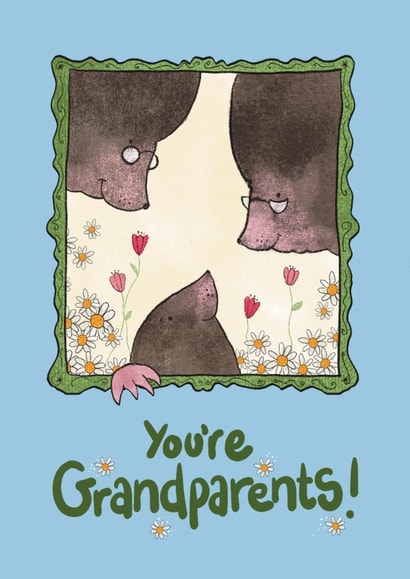 New Baby Card for Grandparents with cute Mole Granny & Grandpa and Baby Mole created by Mrs Holly 