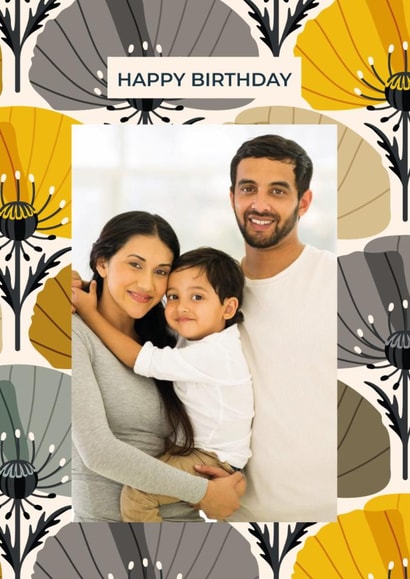 Pretty Birthday Card - Retro Poppy Pattern created by Taya Cosgrove