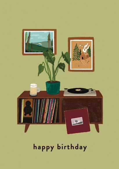 Classic Birthday Card - Record Player - For Him created by Charis Raine