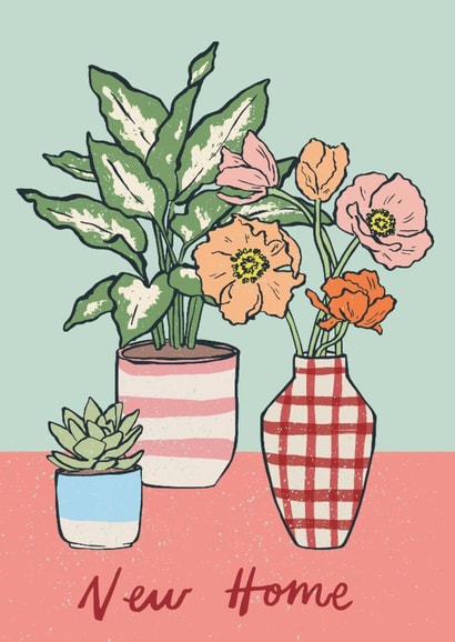 Pretty New Home Card - Potted Plants created by Embletree Designs