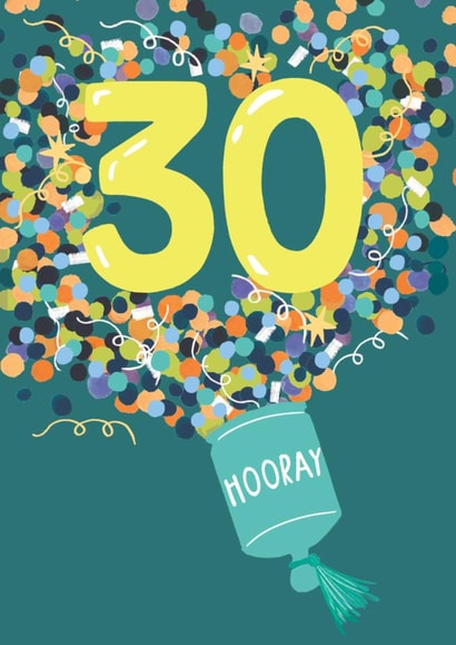 Classic Birthday Card - 30th - Party Popper created by Louise Tiler