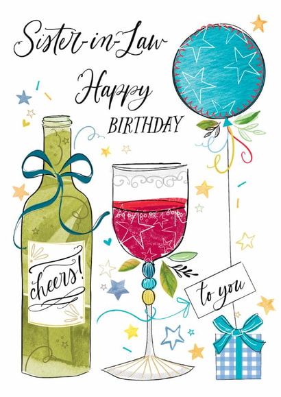 Traditional Birthday Card - For Sister In Law - Red Wine created by Katie Phythian Design