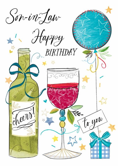 Traditional Birthday Card - For Son In Law - Red Wine created by Katie Phythian Design