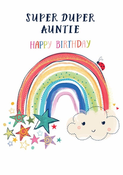 Cute Birthday Card - Super Auntie - Rainbow created by Katie Phythian Design