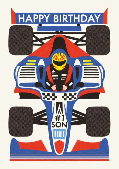 Classic Birthday Card - For Son - Formula 1 Racing created by AbiGoLucky