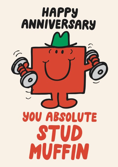 Funny Anniversary Day Card - Mr. Men - Stud Muffin created by Mr. Men