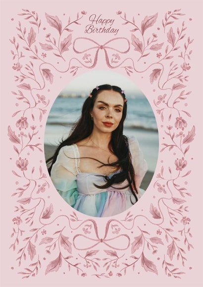 Pretty Birthday Card – Watercolour Floral — Ribbon Bow created by Zove Ahh