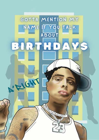 Birthday greeting from Central Cee, Cench created by Deborah Woodthorpe Illustration