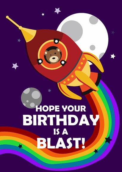 Cute Birthday Card - Teddy - Rocket - Space created by Roger Bear Designs