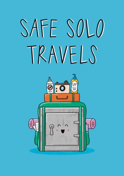 Cute Good Luck Card - Safe Solo Travels - Single Tax created by Muses & May
