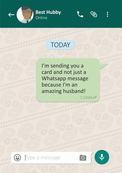 Funny Card from Husband to Wife - WhatsApp Message - Amazing Husband created by Eastential