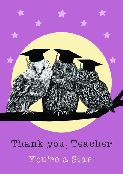 Cute Thank You Card - Owls created by Beth Higgins Art