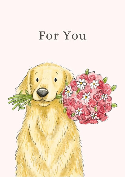 Cute Anniversary Card - For You - Golden Retriever created by Kate Tea Illustration