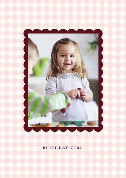 Pretty Birthday Card β Birthday Girl β Pink Gingham Frame created by Gooseberry Moon