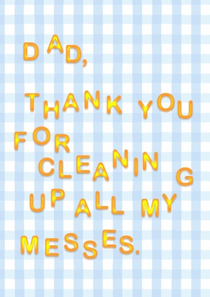 Dad Alphabetti Spaghetti Blue Gingham Card for Father's Day created by Illustratoni