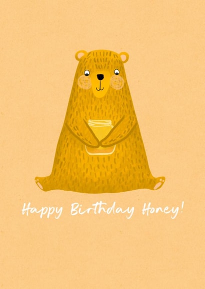 Sweet Birthday Card - Bear with Jar of Honey - Happy Birthday Honey! created by @oubergine
