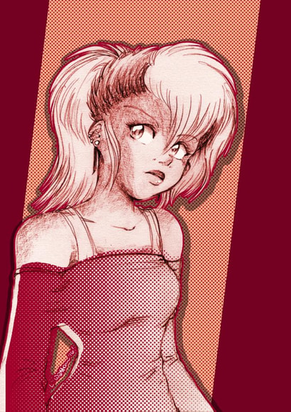 Manga model art card for fashionista friend or relative created by PinkAppleJam