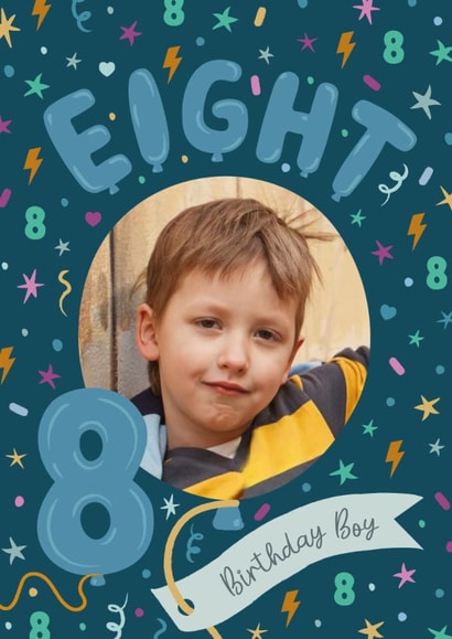 Classic 8th Birthday Card - For Him - Balloons created by The Pattern Press