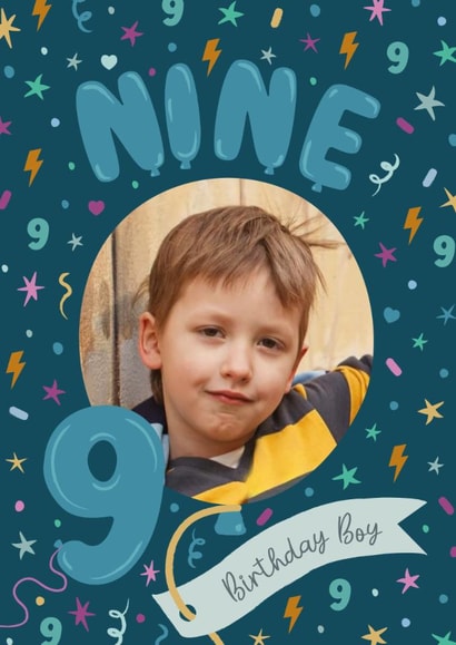 Classic 9th Birthday Card - For Him - Balloons created by The Pattern Press