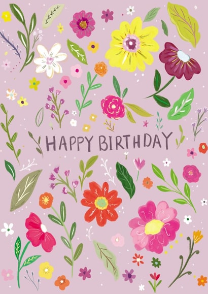 Floral Birthday Card - Pretty - Happy Birthday created by Krupali Patel