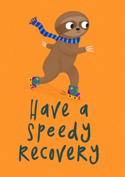 Cute Get Well Card - Speedy Recovery - Rollerskating Sloth created by @oubergine