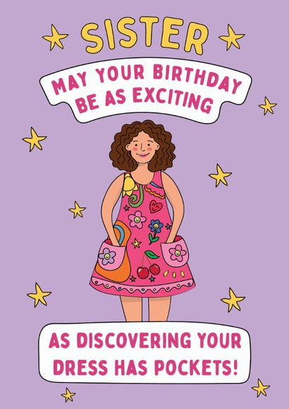 Funny Birthday Card - For Sister - Dresses With Pockets created by @Laura Lonsdale Designs